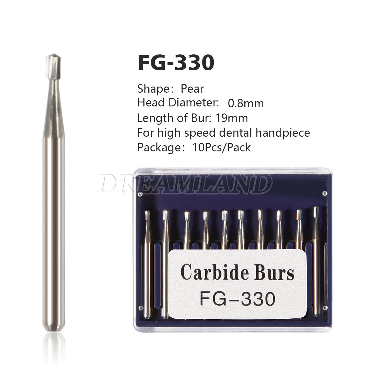 FG # 330 Dental Carbide 19mm Burs (10pcs Pack)
