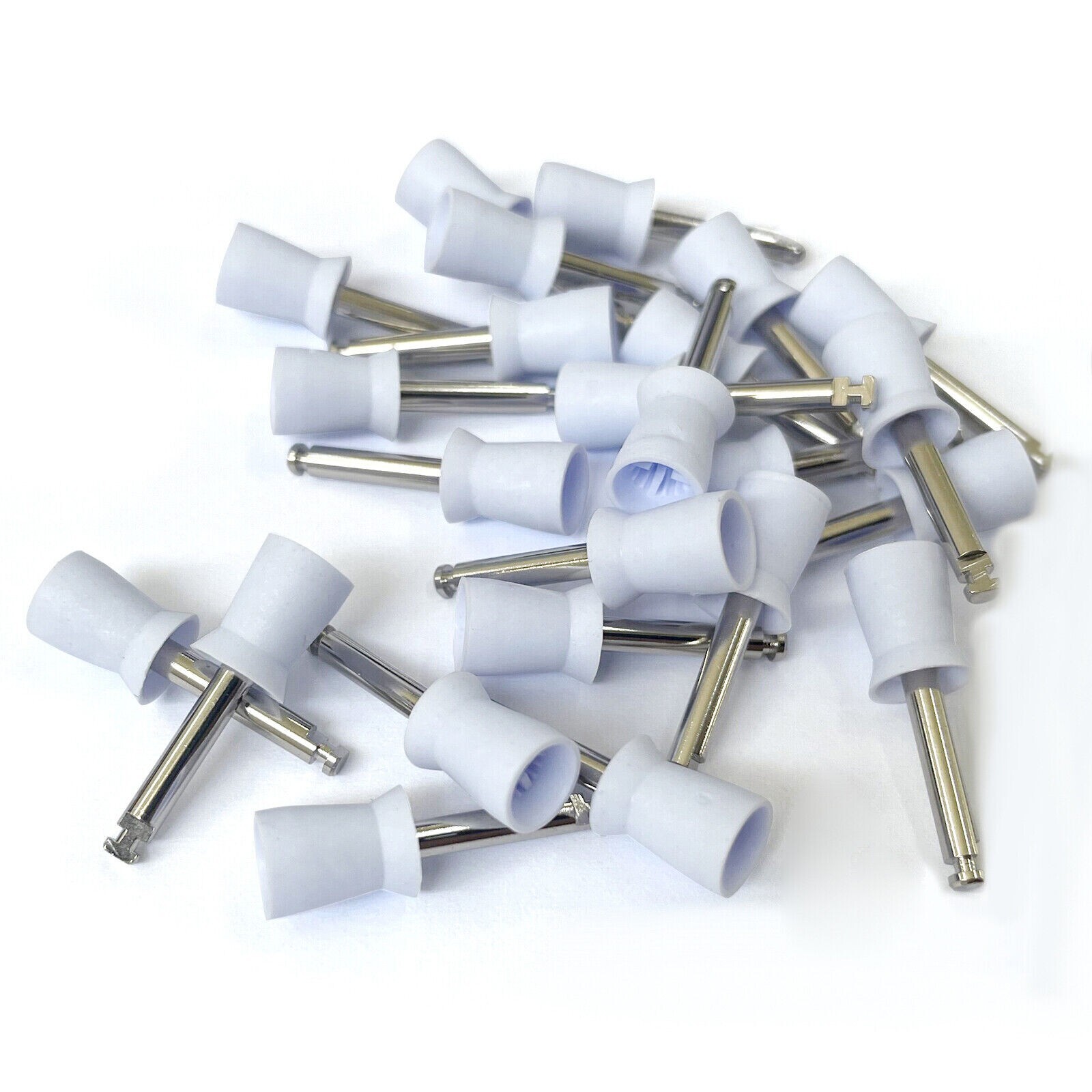 100Pcs Dental Prophy Polishing Cups Rubber Teeth Brush Latch Type White 4 Webbed