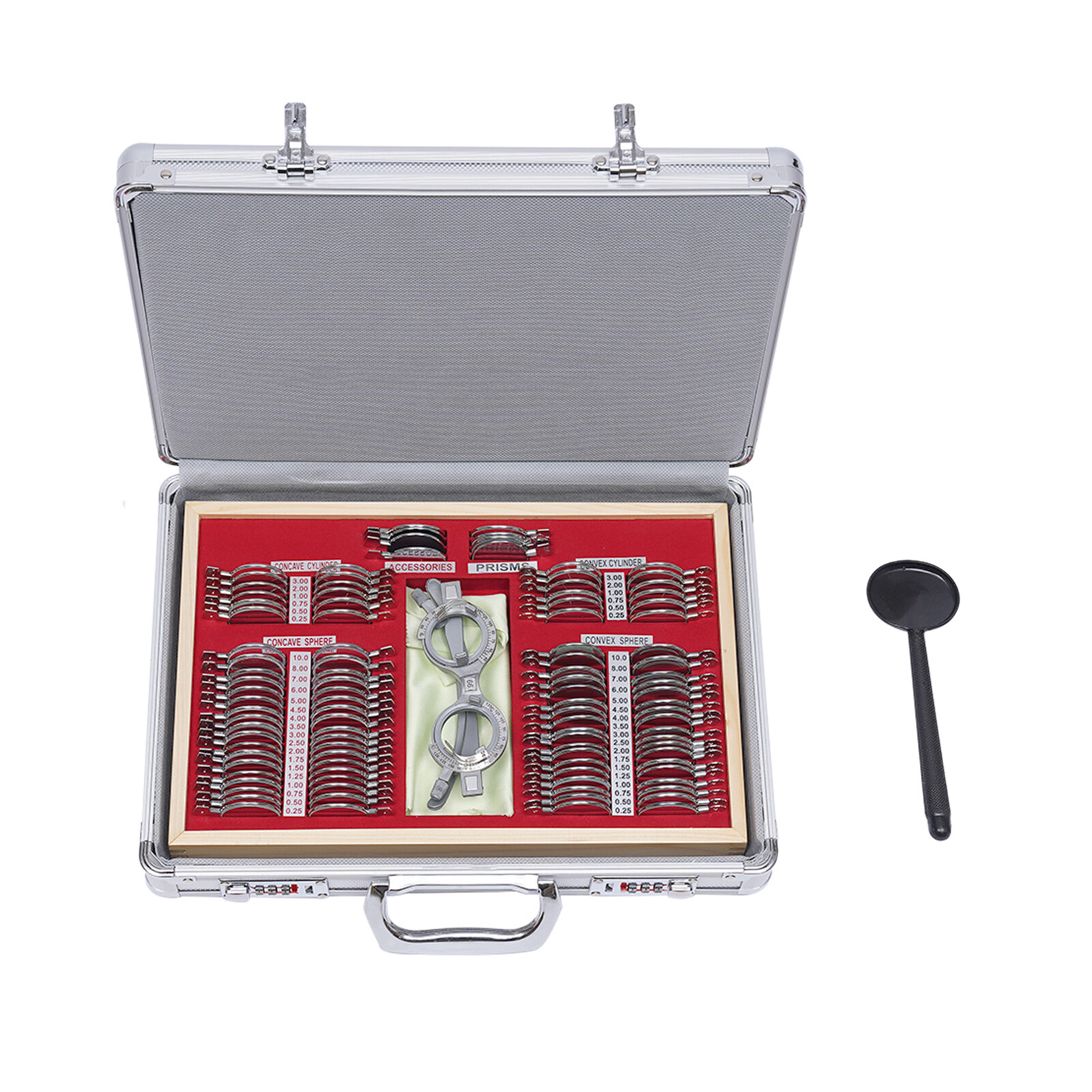 104pcs Optometry Optical Trial Lens Kit Test Metal Trial Frame Set w/Case Box