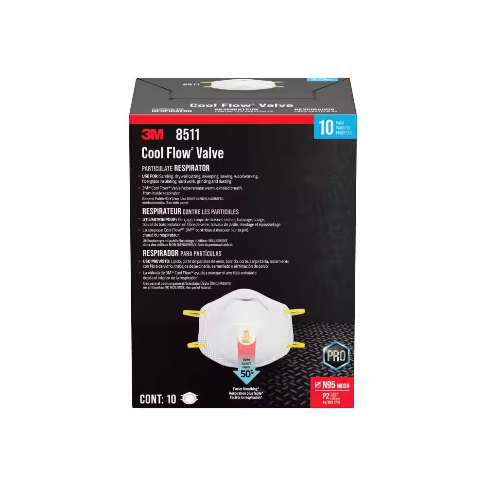 8511 N95 Drywall Particulate Disposable Respirator with Cool Flow Valve (10-Pack