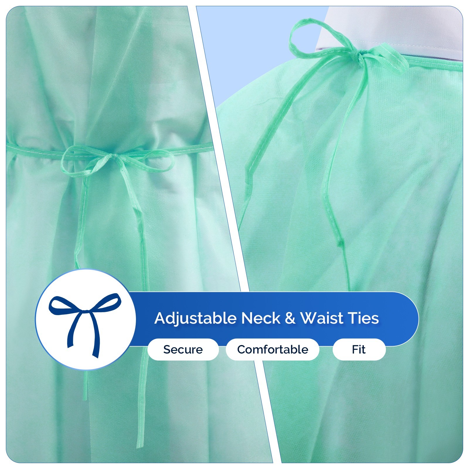 Dental Disposable Isolation Gown Gowns Knit Cuff Long Sleeve Soft 120*140cm