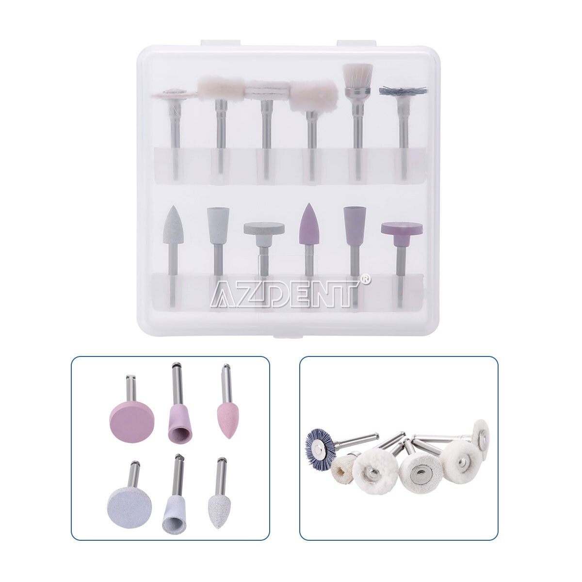 12pcs AZDENT Dental Composite Polishing Kit Polishers Brushes RA 2.35mm