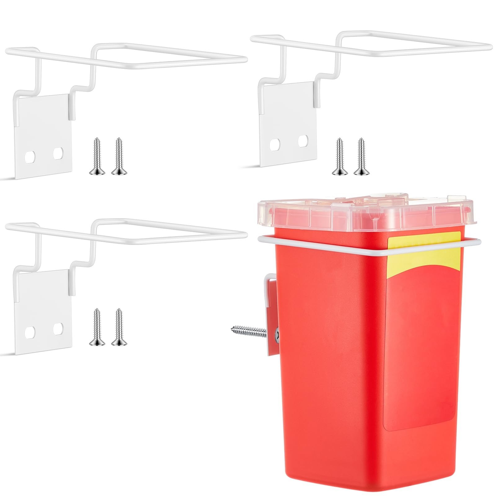 4 Pack Wall Mount Sharps Container Brackets for 1 Quart Stackable Disposal Units