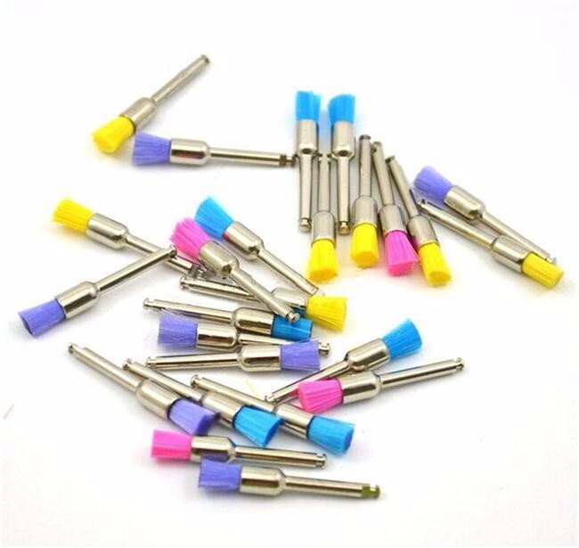 100Pcs Dental Colorful Nylon Bowl Polishing Polisher Prophy Brushes Flat