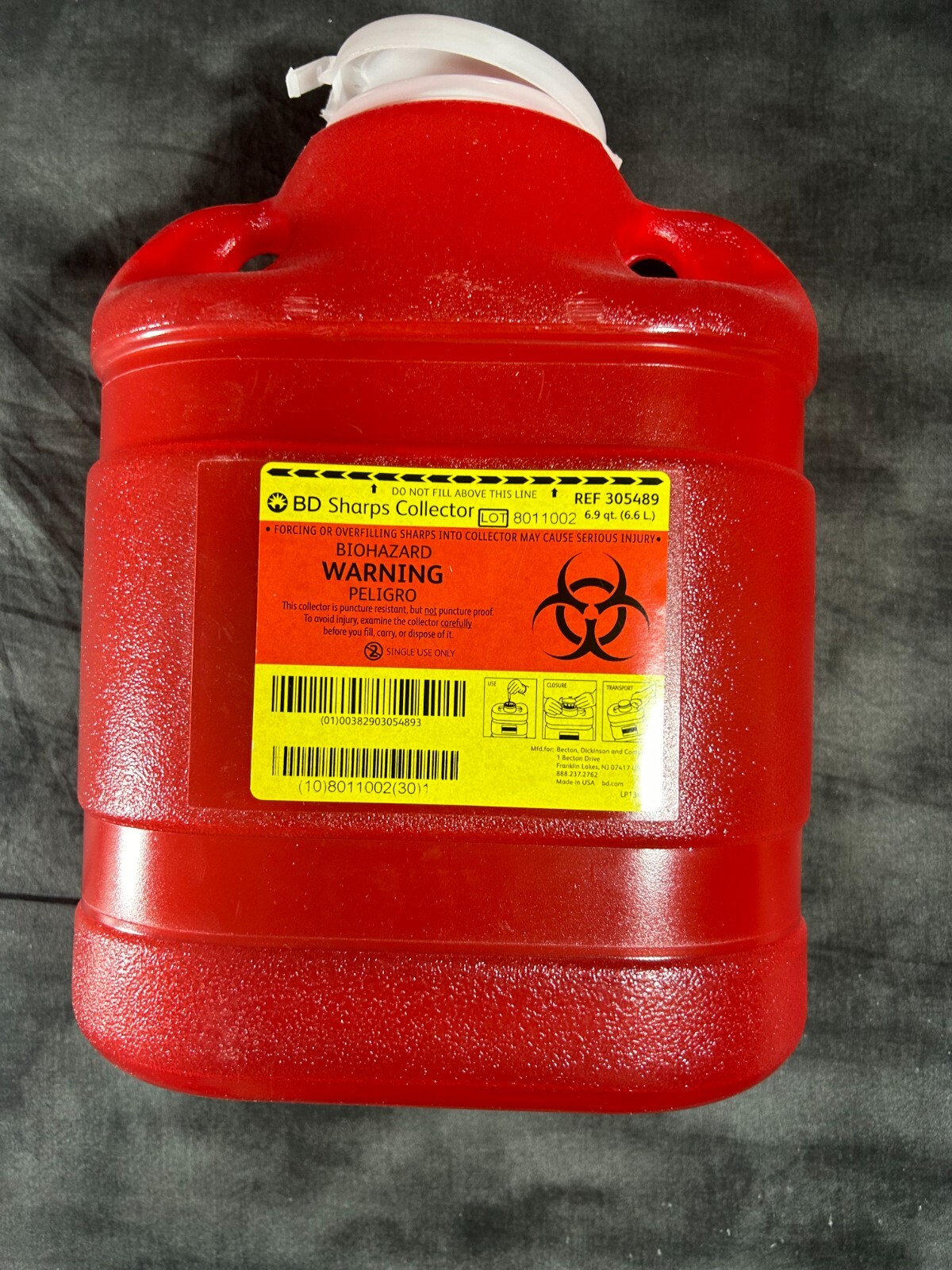 BD Sharps Container 1.725 gal. Vertical Entry