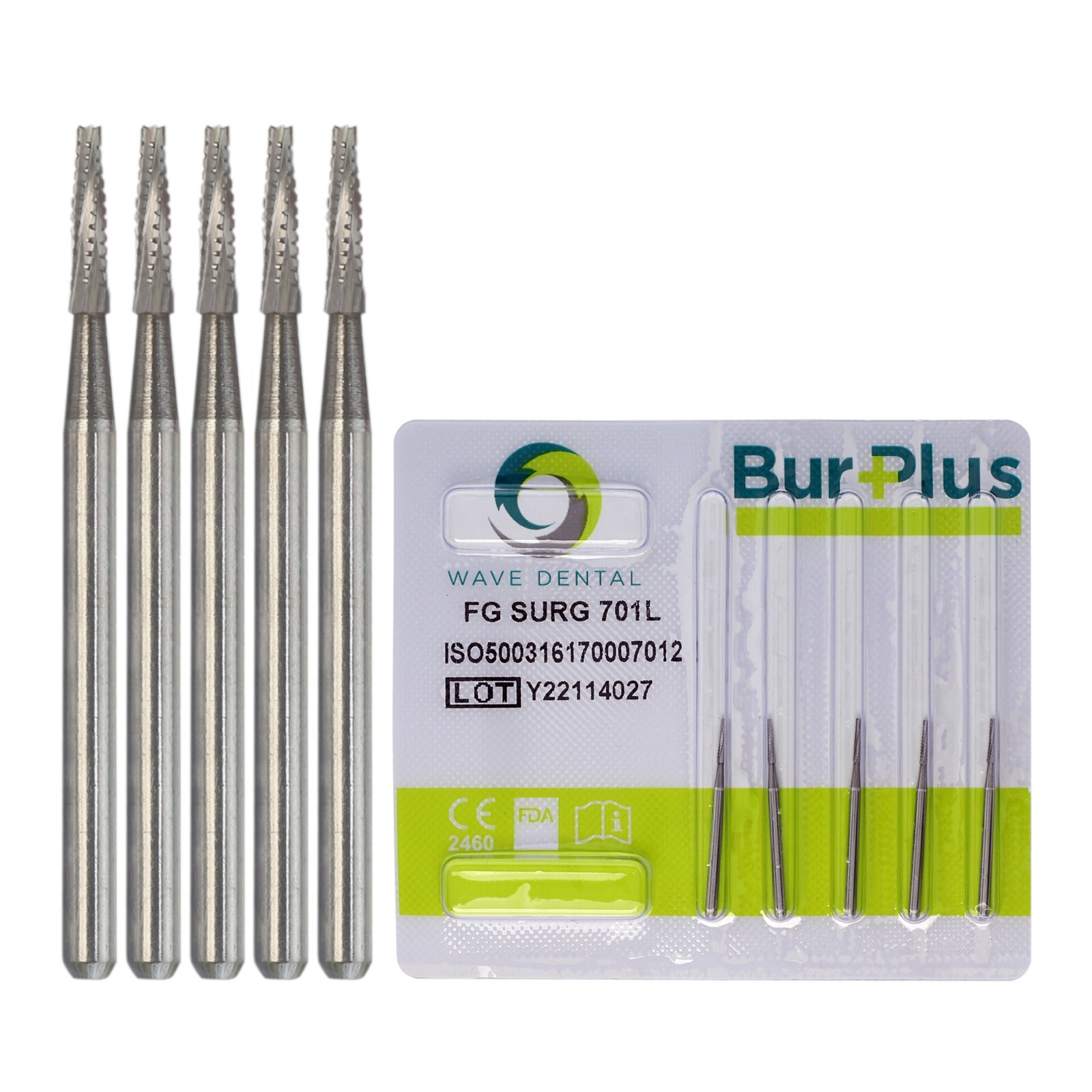 Wave Dental Tungsten Carbide Long Shank Surgical Burs FG 701L 25mm Midwest FGOS
