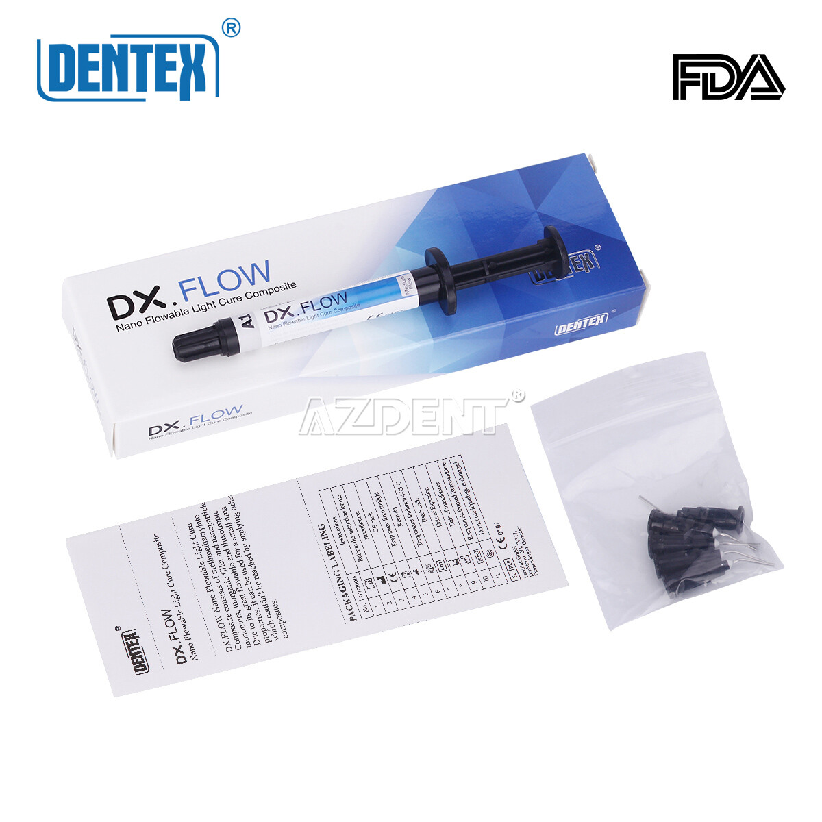 DENTEX Dental Flowable Light Cure Composite Resin Medium Flow A1/A2/A3 Shade