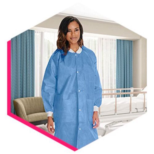 House Brand Lab Coats – Disposable Blue Large, 10-Pack