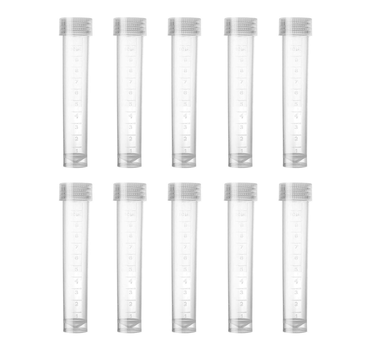 10pcs 10ml High-Quality Lab Tubes Vials with Sealing Caps – Durable & Clear
