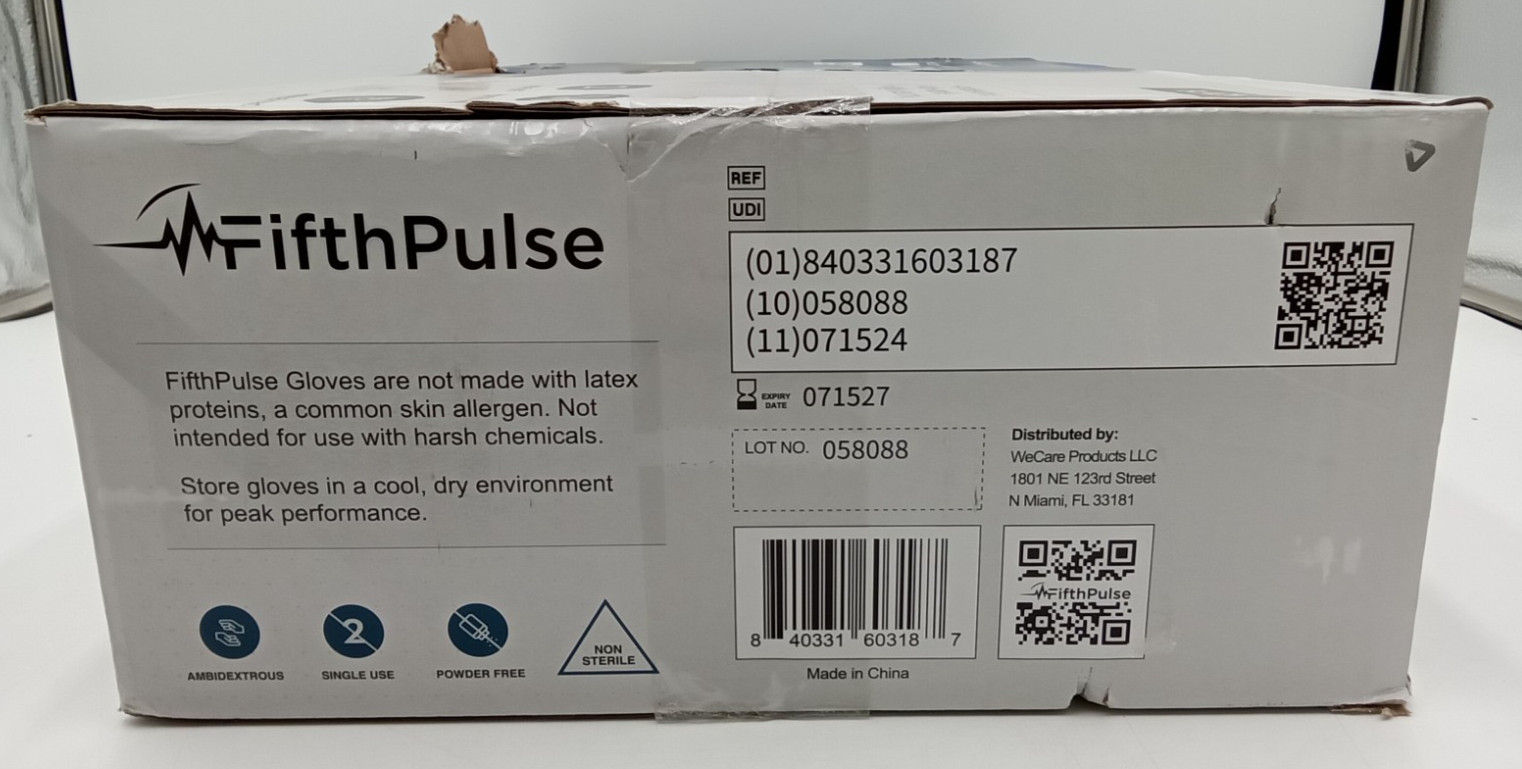 FifthPulse Black Disposable Nitrile Gloves Large, 10 Boxes, 1000 Count, Large