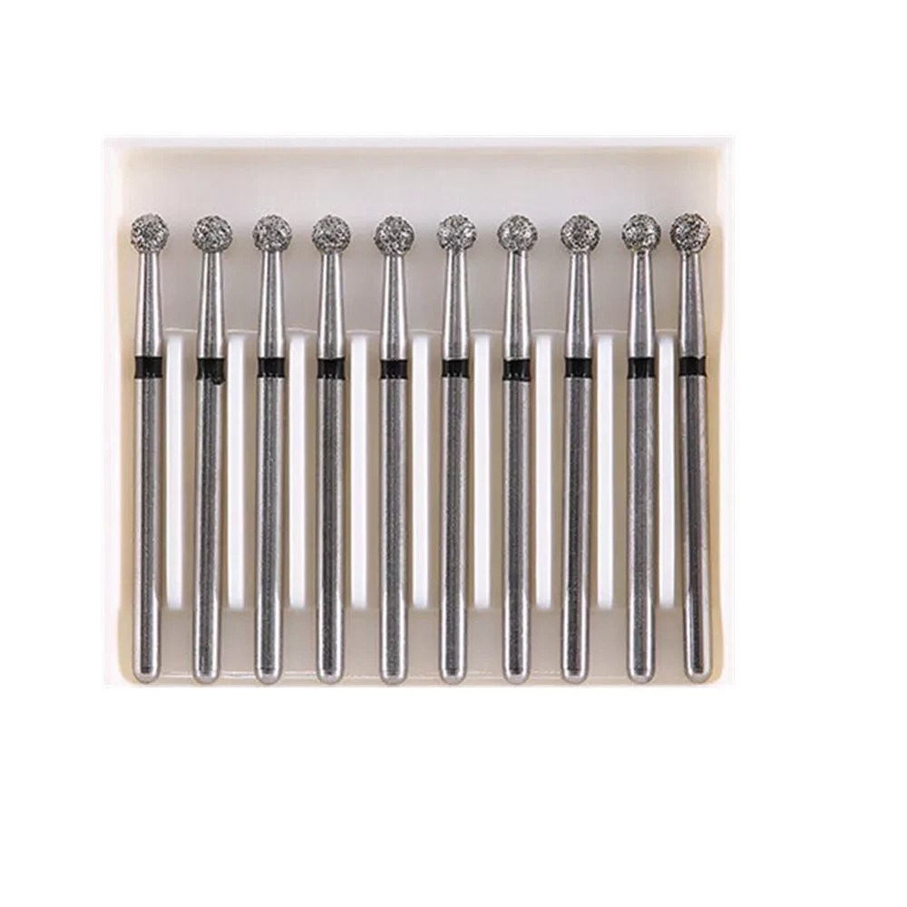10 Pcs/Box Dental Stainless Ball Round Super Coarse Diamond Bur for High Speed