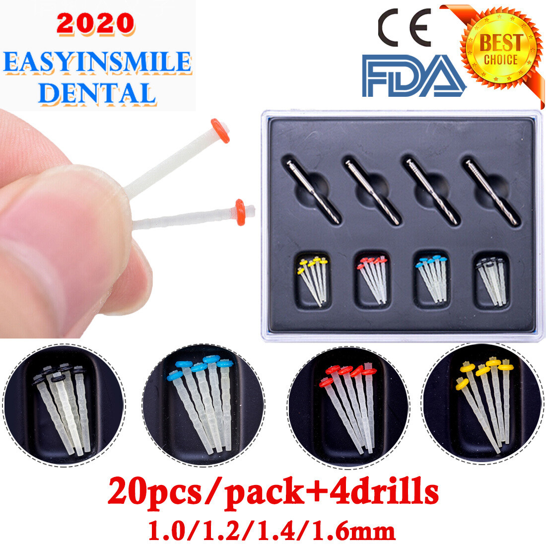 20Pcs Dental Root Canal 65%Quartz Fiber Endo Fiber Post Quartz Teeth Restorative