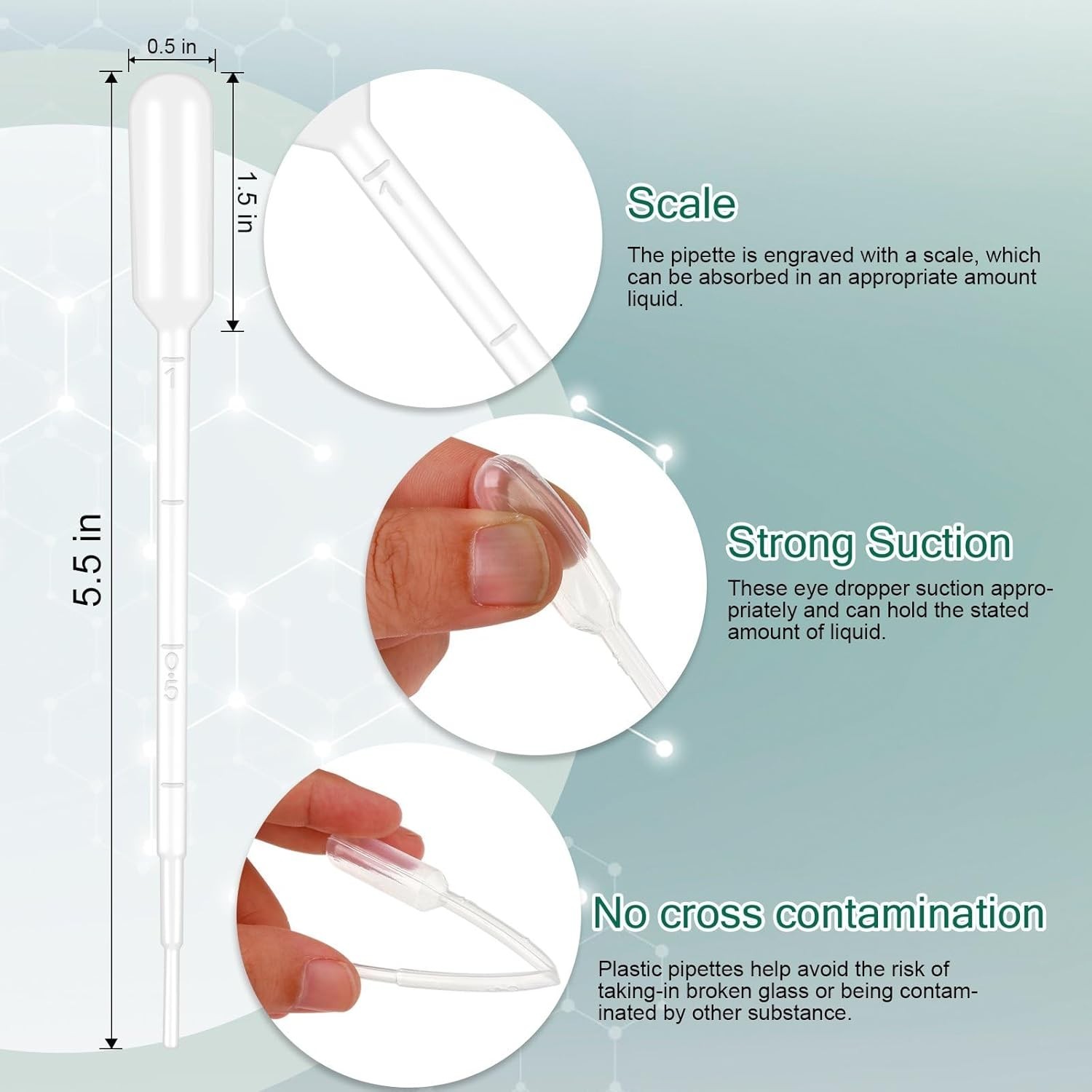 25Pcs 1ML Pipettes Dropper – Disposable Plastic Pipettes Dropper for Lab Science