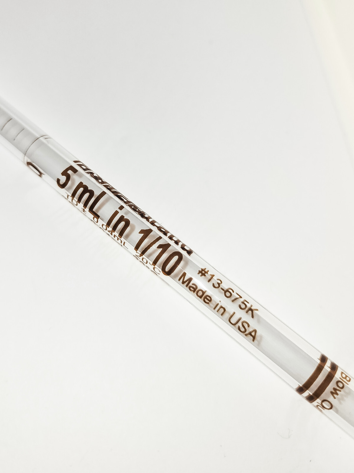Fisher Brand 5ml in 1/10 Glass 13-675K Serological Lab Pipet Pipette ~13 5/8″L