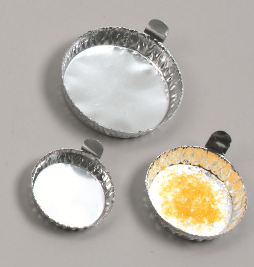 Aluminum Weigh Boats, small, 1.7″ (43mm) dia x 0.5″ high, package of 500