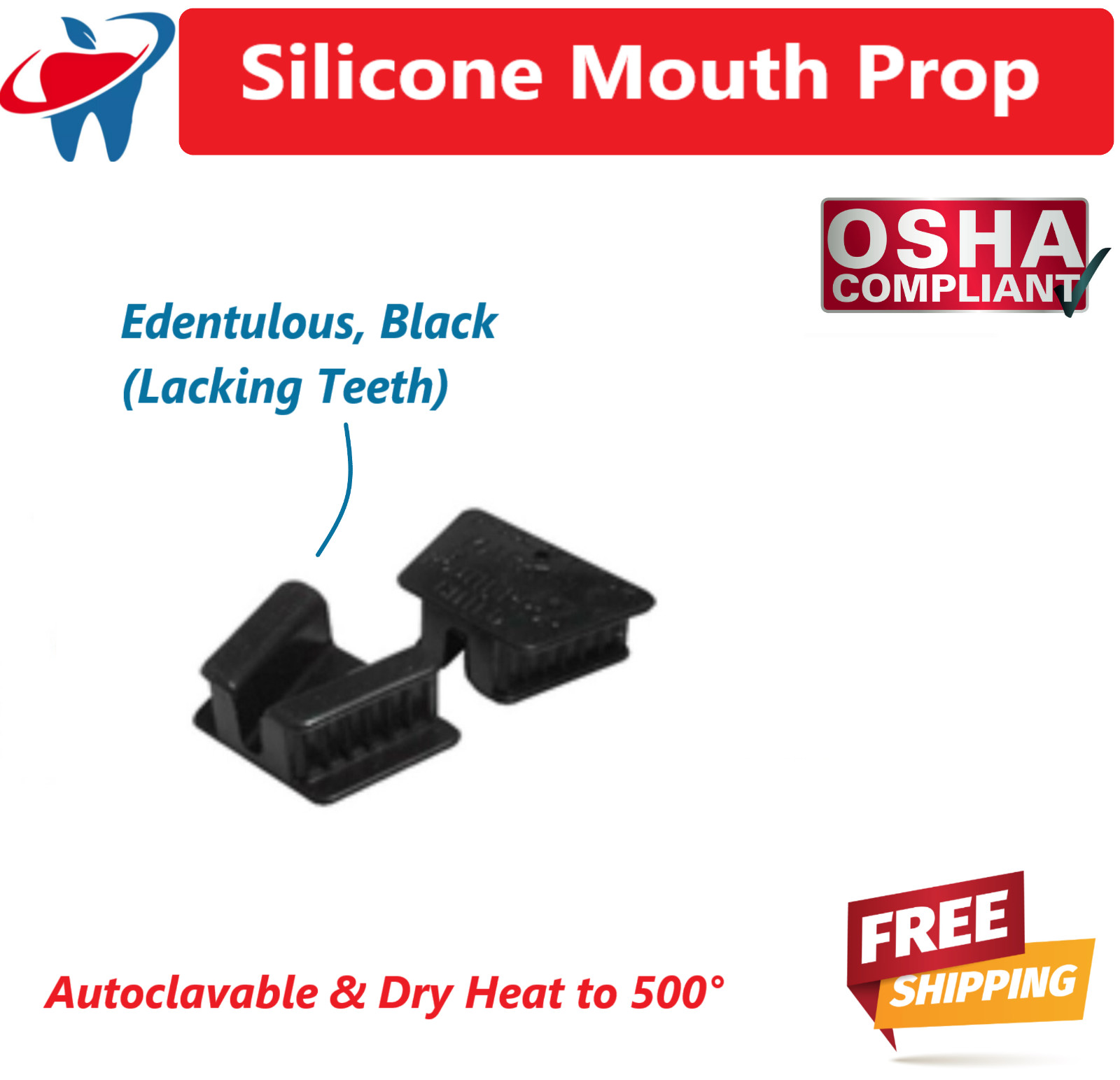 Dental Mouth Edentulous XL Silicone Bite Blocks Autoclavable & Dry Heat to 500°F