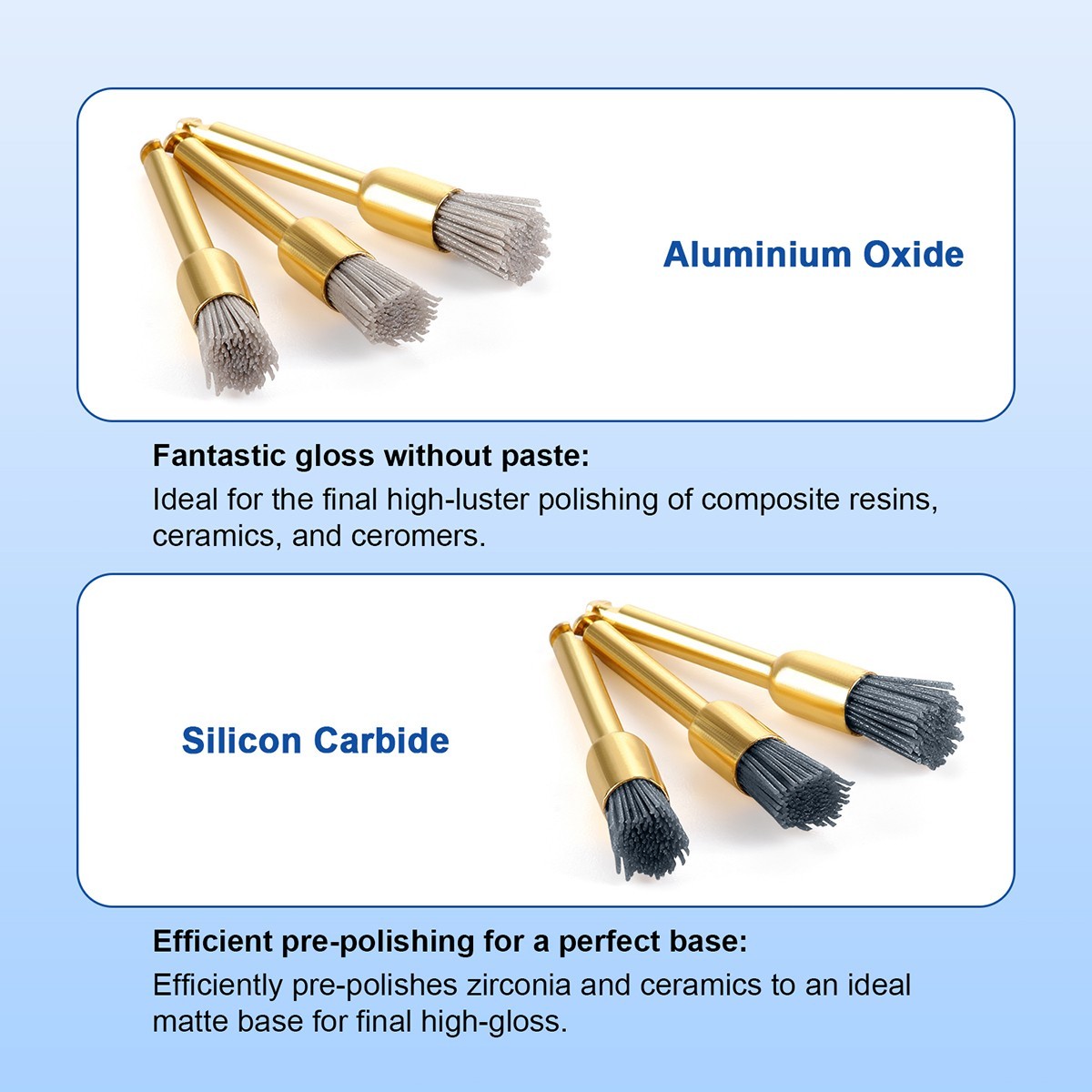 Dental Silicon Carbide Aluminium Oxide Polishing Prophy Brushes Sharp/Flat/Bowl