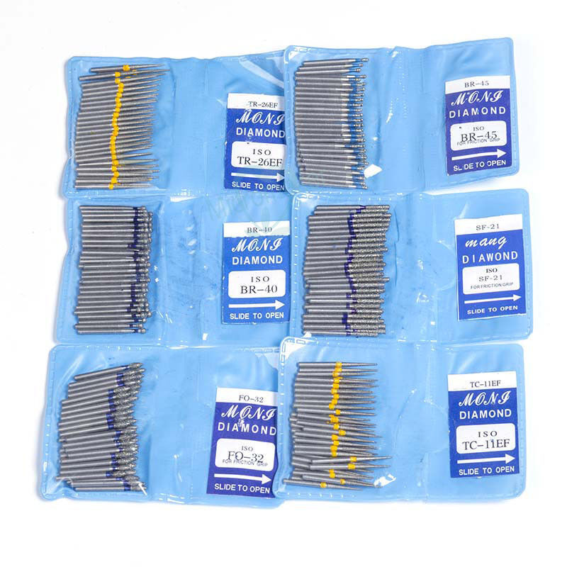 100 Pcs Dental Friction Grip For High Speed Handpiece Polishing Diamond Burs