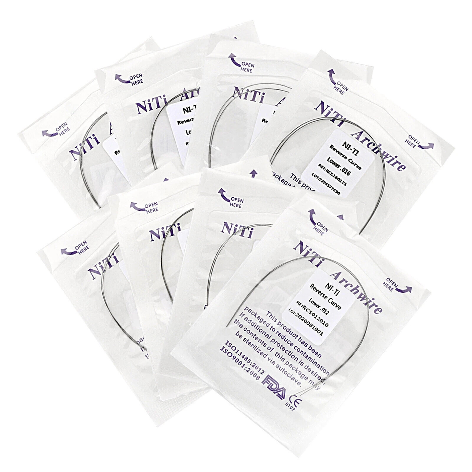 2 Pcs/Pack Ortho Dental Arch Wire Super Elastic Niti Reverse Curve Rectangular