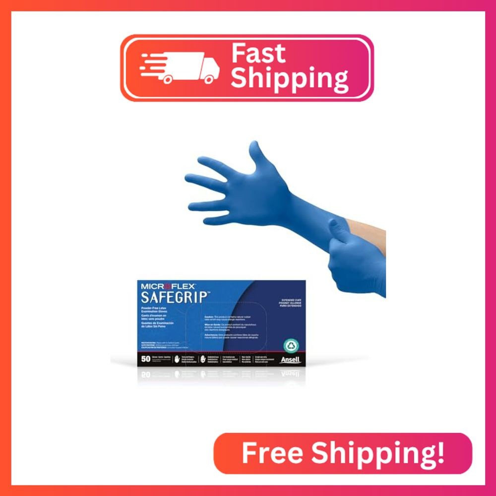 Ansell MICROFLEX SafeGrip SG-375 Extra Thick Disposable Latex Gloves for Life Sc