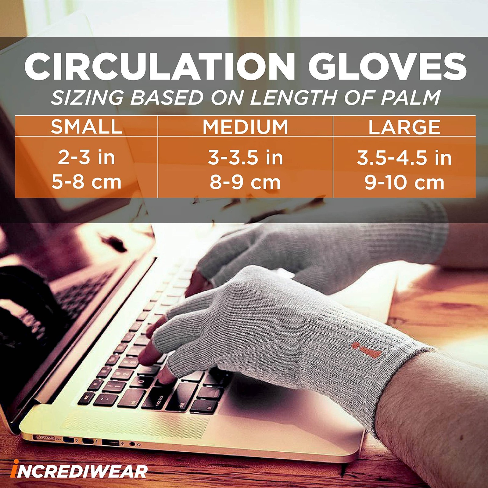Incrediwear Fingerless Circulation Gloves Arthritis Gloves Greysmall Gl601