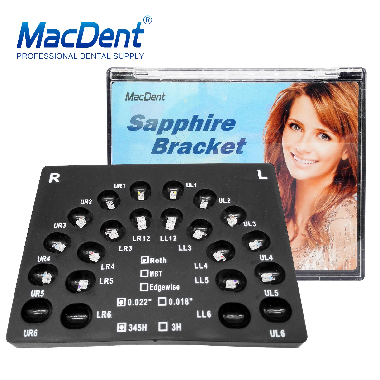 Orthodontic Sapphire Brackets Ceramic Dental Clear Brace MBT/ROTH 022 345Hooks