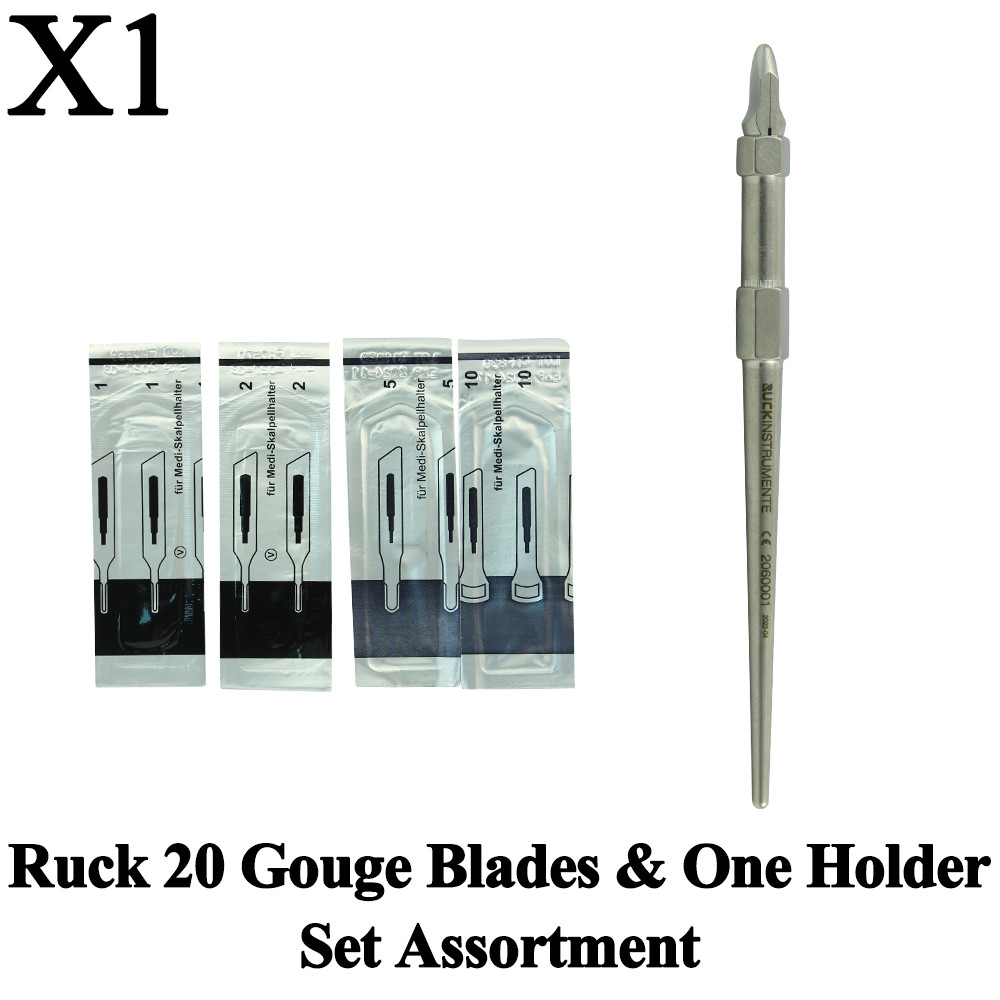 Ruck 20 Gouge Blades & One Holder Set Assortment Pedicure Manicure Tool