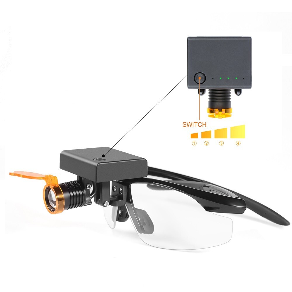 3W Wireless Dental LED Headlight with Optical Filter Dental Loupe Light US