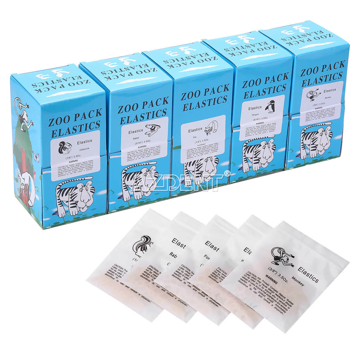 AZDENT Dental Ortho Elastics Latex Braces Rubber Bands 3.5/5.0/6.5OZ 5000Pcs/box
