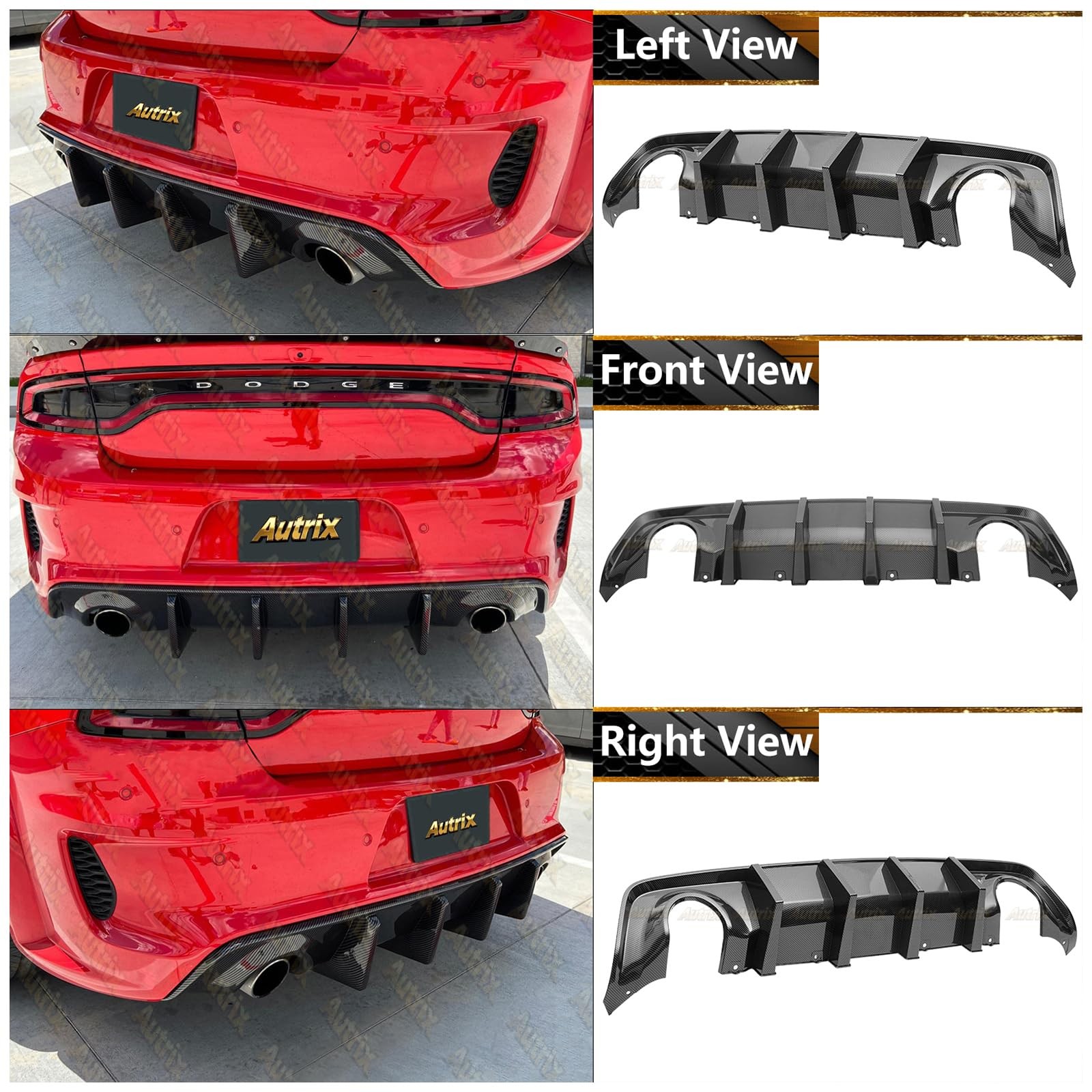 Rear Bumper Diffuser for 2020-2024 Charger Widebody SRT Hellcat Carbon Fiber