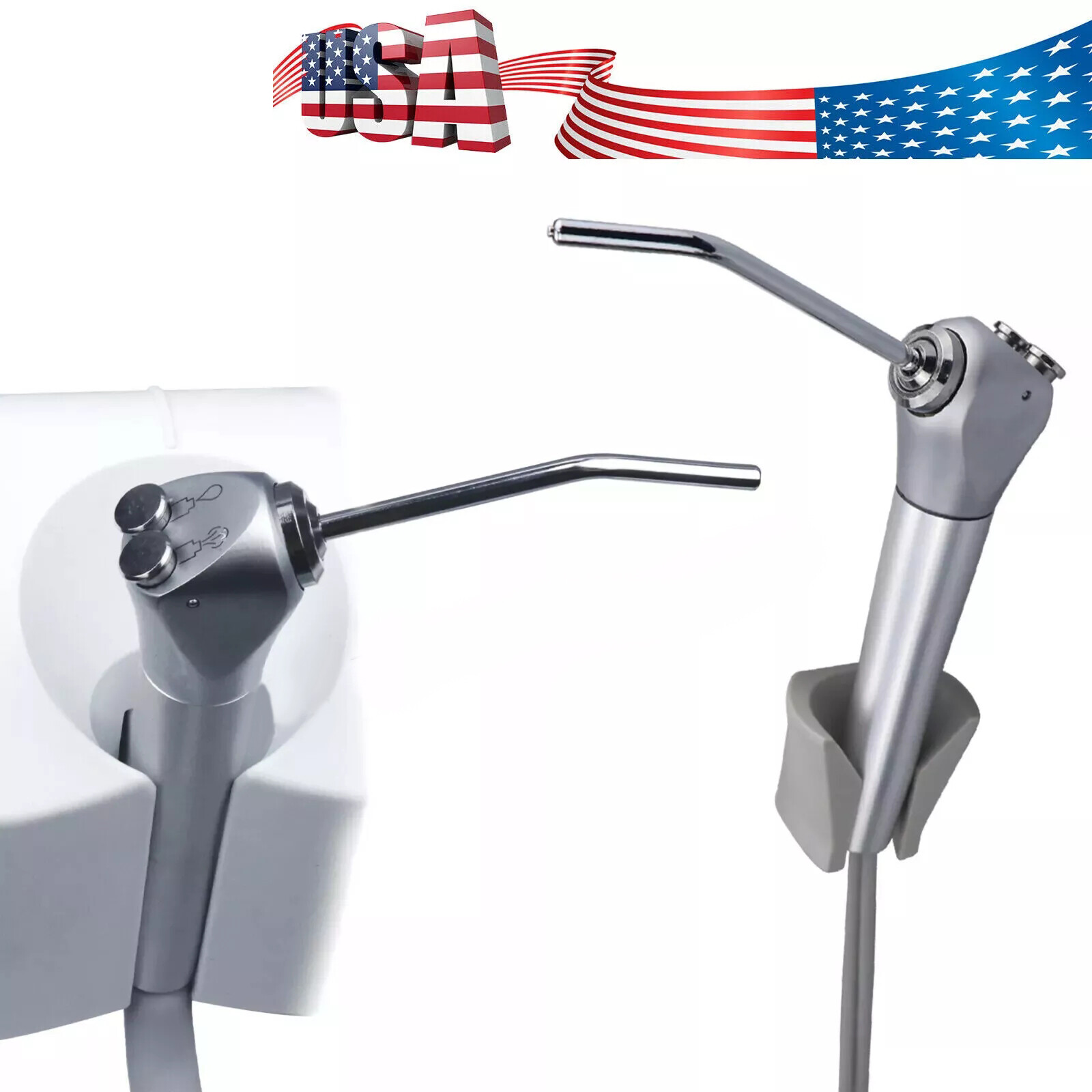 Dental 3 Way Air Water Spray Triple Syringe Handpiece w/ 2 Nozzles Tips Tubes US