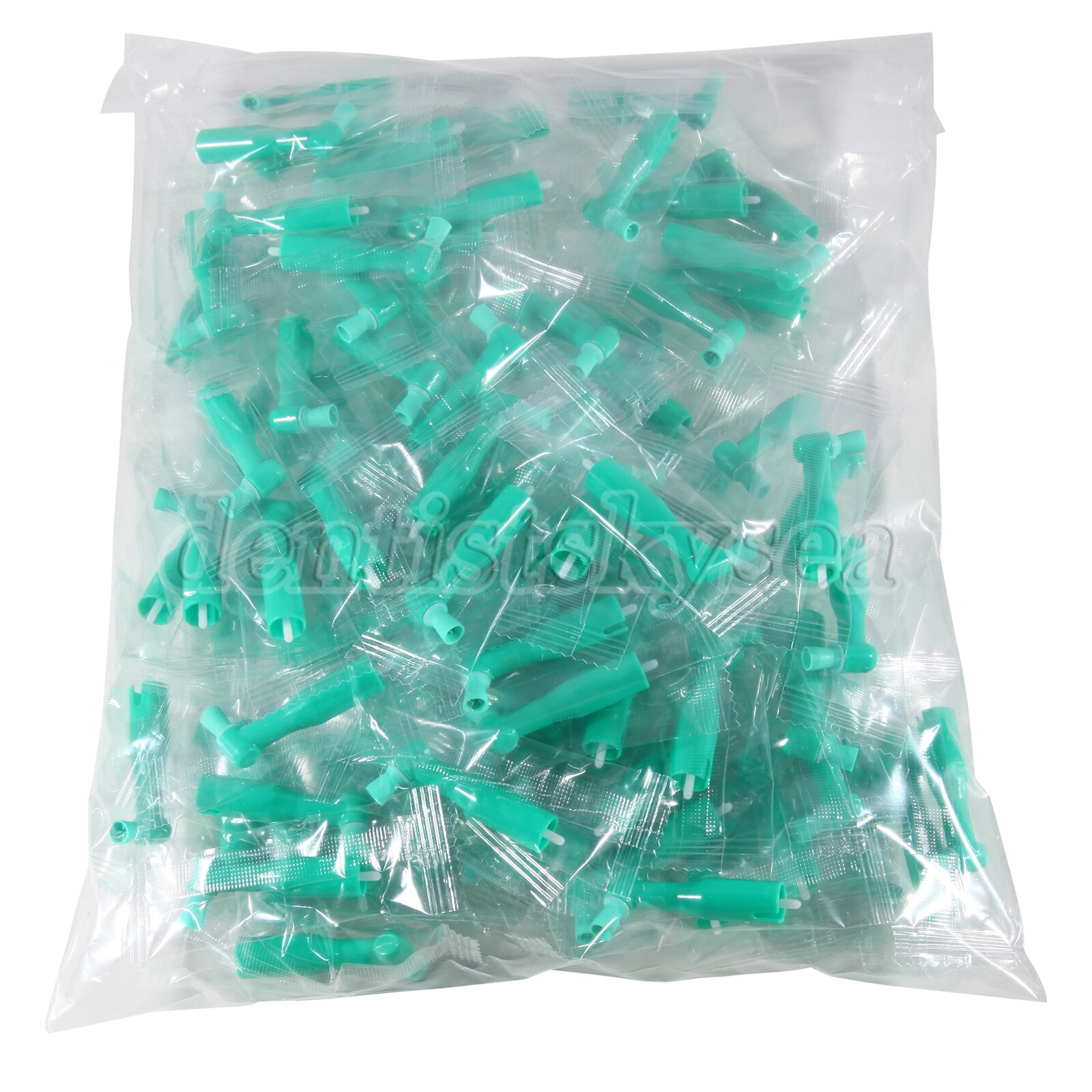 100pcs Dental Prophy Angle Polish Cup Disposable 105° Contra Angle Brush Green