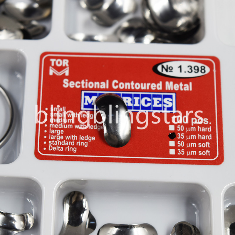 Dental Sectional Contoured Matrices Full Matrix Kit 100pcs 35 μm Hard + 2 Rings