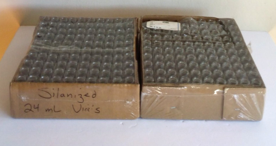 (195/Pk) MILLVILLE 4506 Silanized Vial 24ml Clear Glass Vials Only NEW