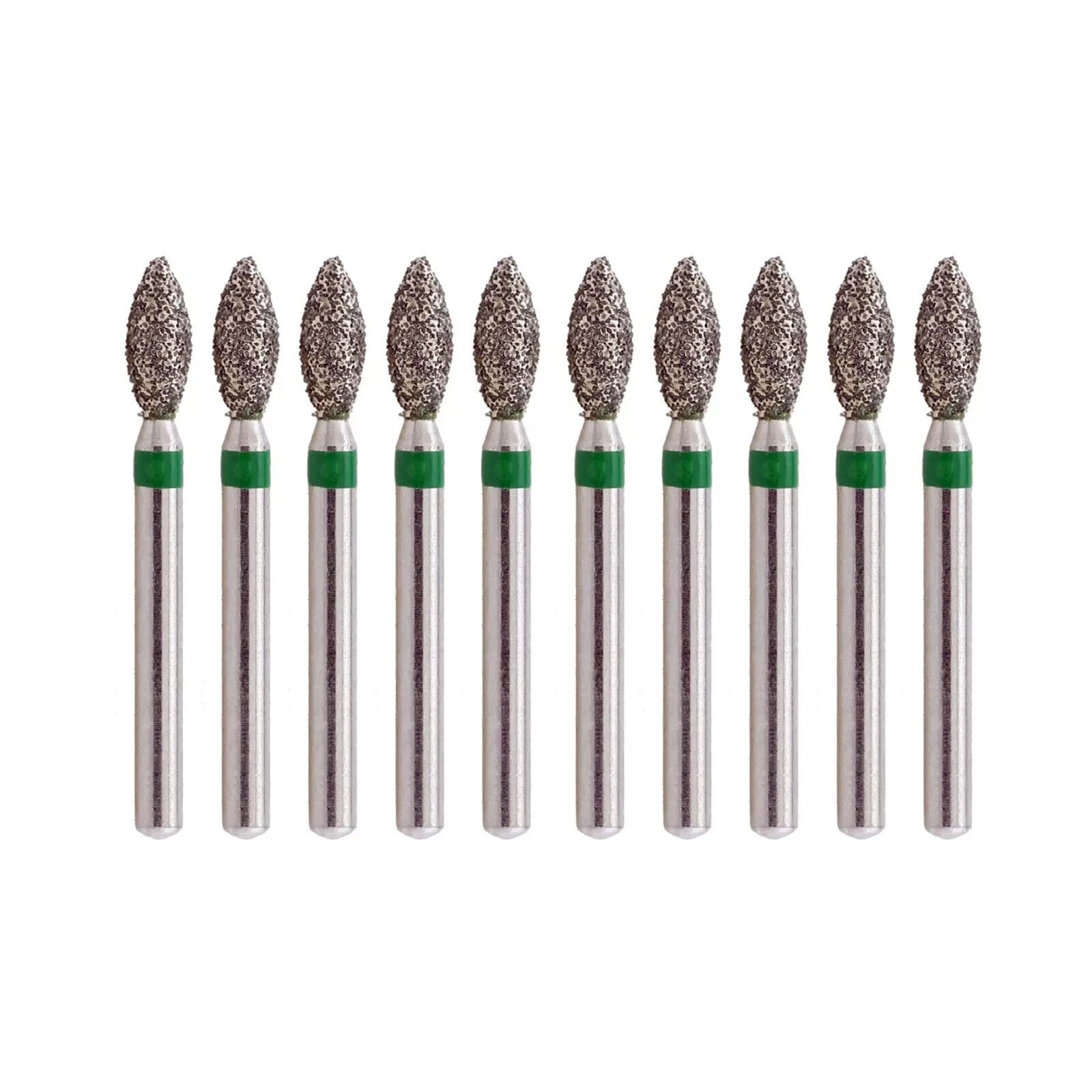 10Pcs Dental Pointed Football Taper Coarse Grit Diamond Bur FG Burr Modify Round