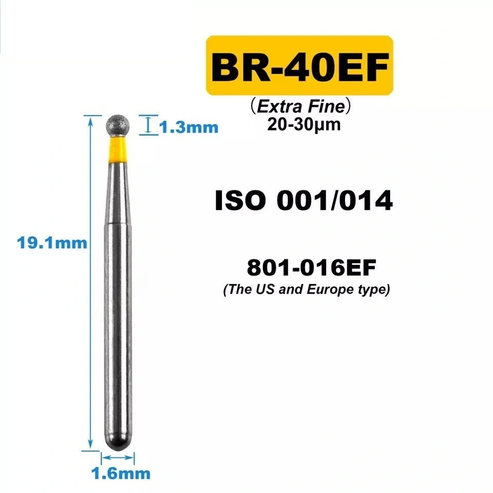 Dia.1.6mm Dental Diamond Burs BR Type Dental Bur for High Speed Handpiece FG Bur