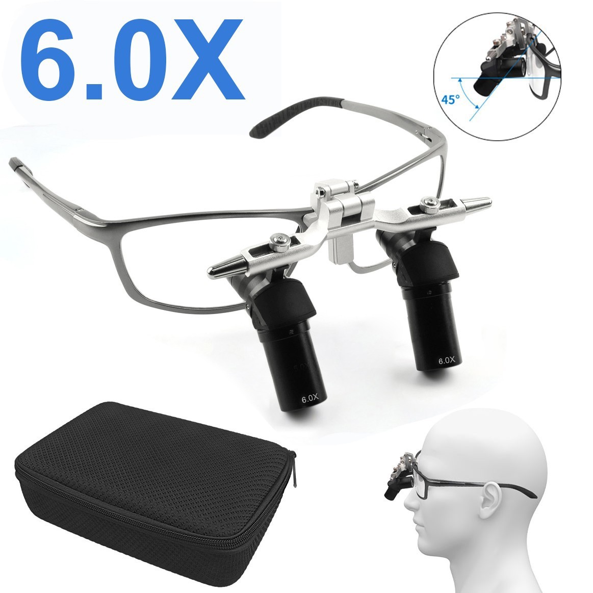 6.0X Dental Surgical Magnifier Medical Ergo Loupe Magnifying Glasses ENT