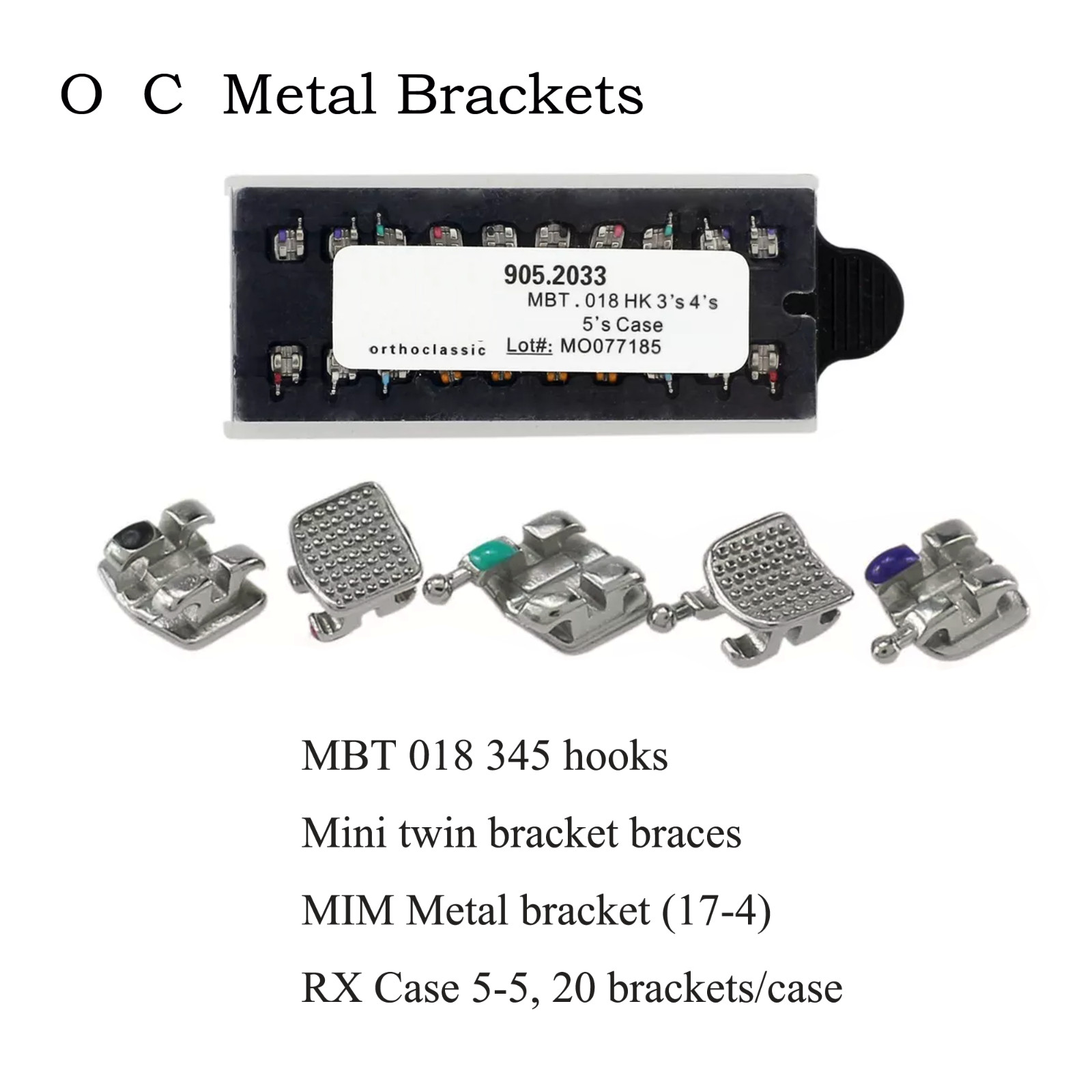 Dental Orthodontic Mini Brackets Braces Metal Roth MBT 018 022 345 Hooks MIM 5-5