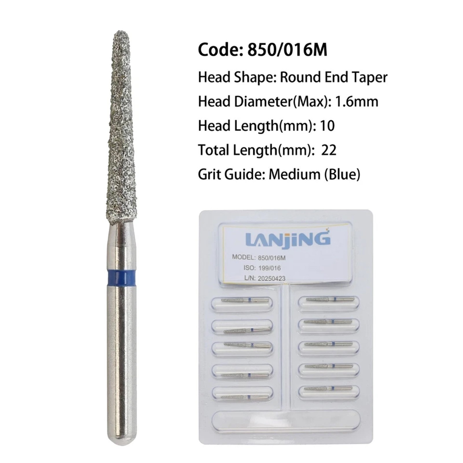Dental Diamond Burs FG Round Shoulder End Taper High Speed Coarse Medium Fine