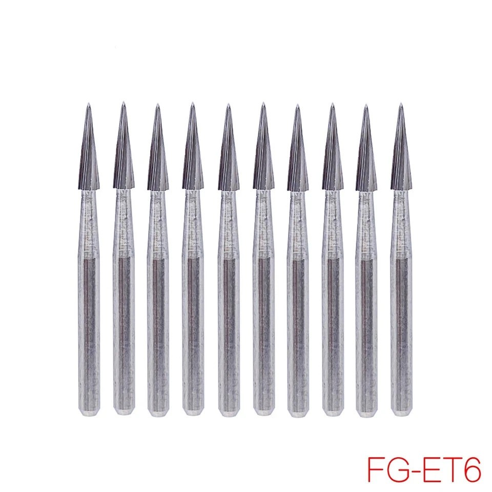 5 Pcs Dental Tungsten Carbide Bur Trimming&Finishing Safe End Taper FG ET6/ET9