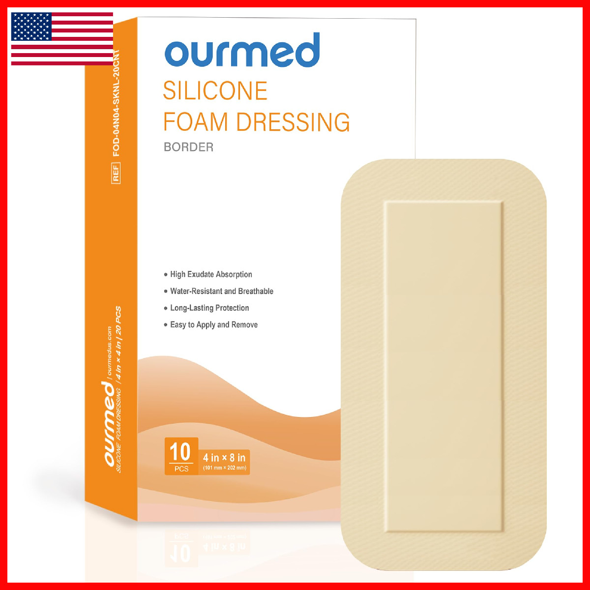 Ourmed Silicone Foam Dressings4X 8 – 10 Packs Tender Adhesive Border Sterile