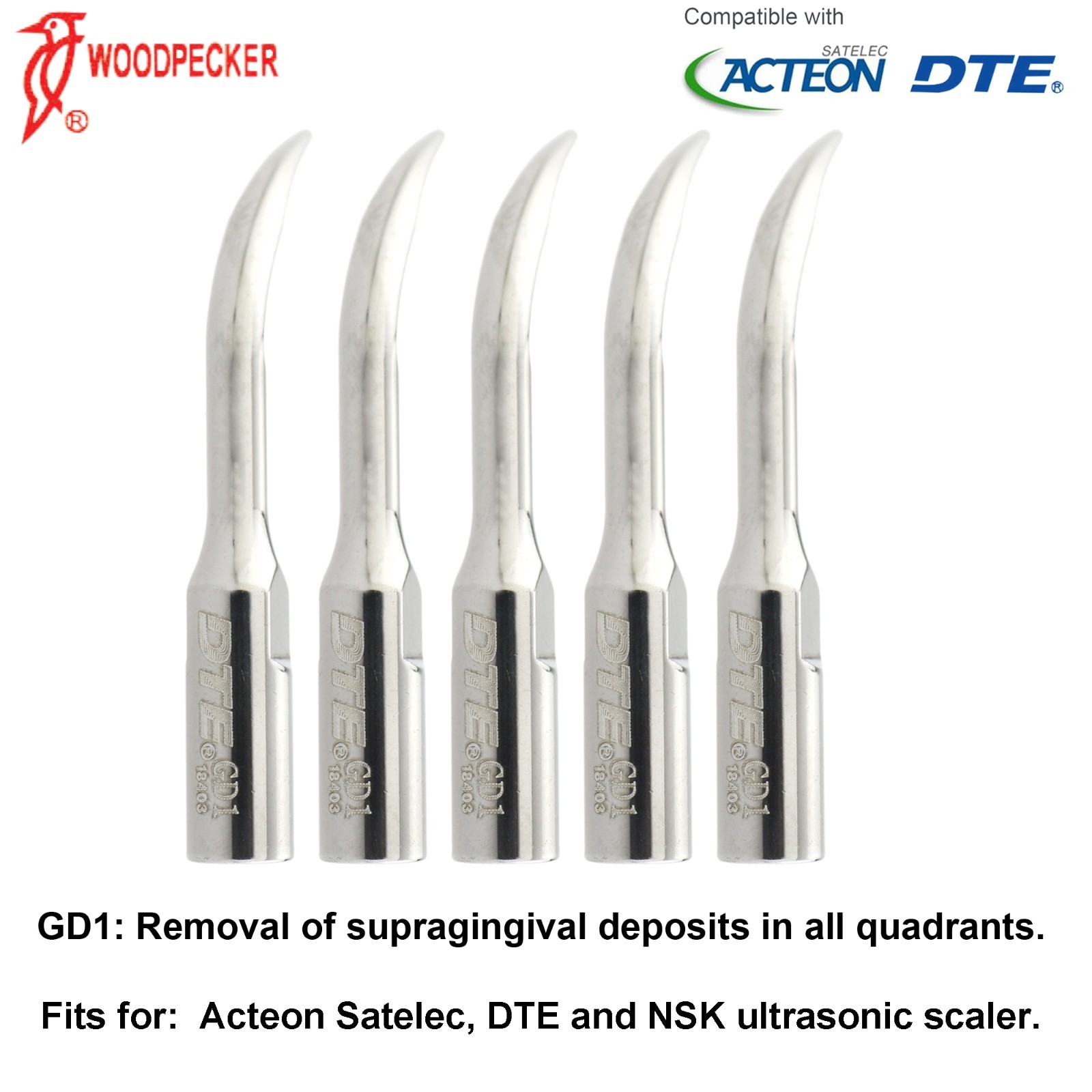 DTE Piezo Scaler Tip GD1 PD3 ED1T Dental Endo Periodontal fit Acteon Satelec NSK