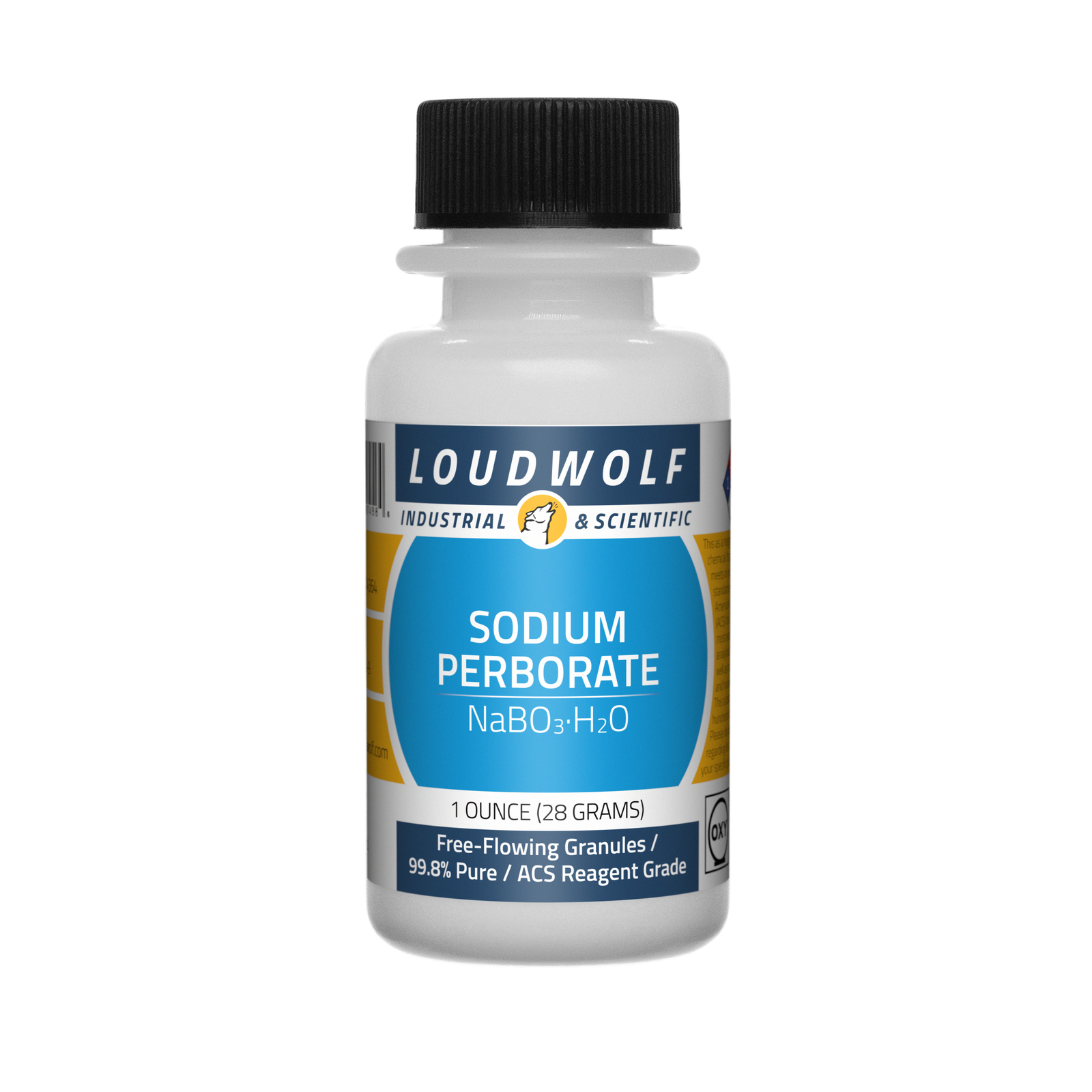 Sodium Perborate, 1oz, ACS Reagent Grade, Sturdy Bottle, SHIPS SAME DAY