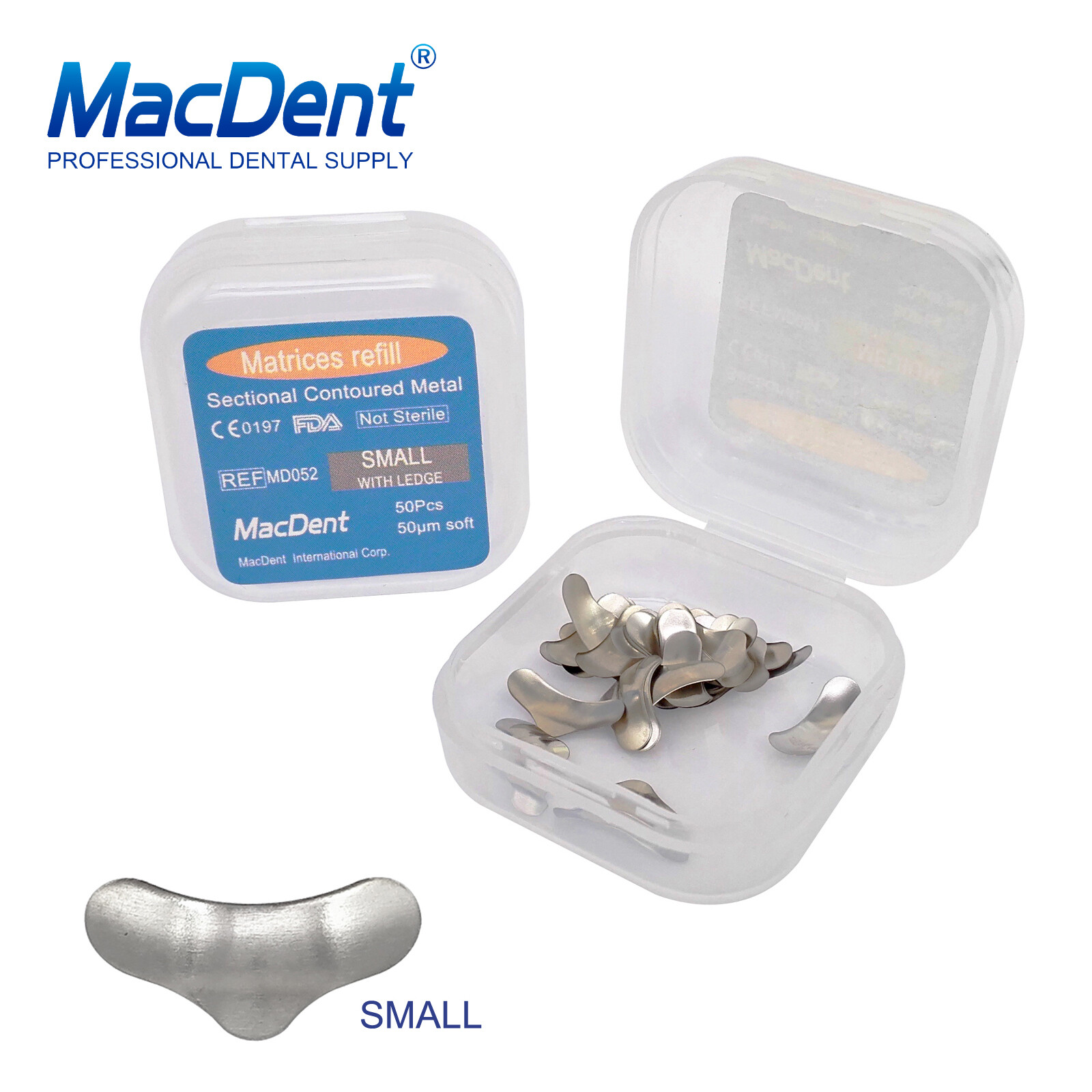 100×Dental Matrices Sectional Contoured Metal Soft Band Matrix Refill 50μm S/M/L