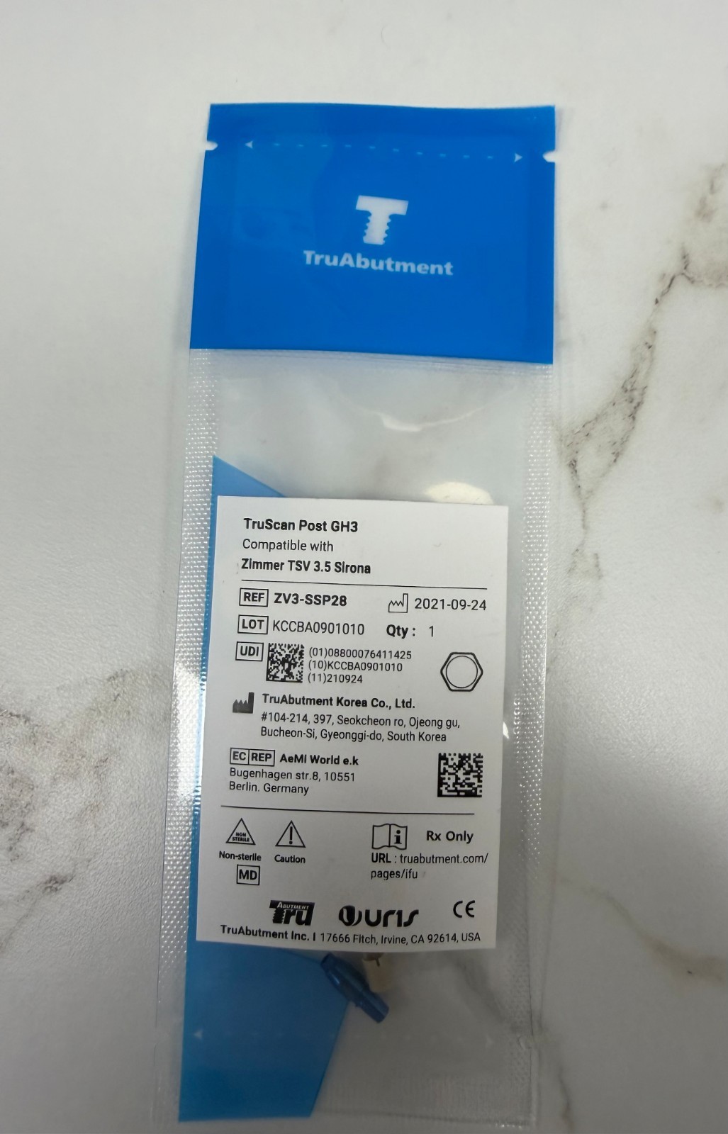 TruAbutment TruScan Post GH3 2.8mm Compatible with Zimmer TSV 3.5 Sirona ZV3-SSP