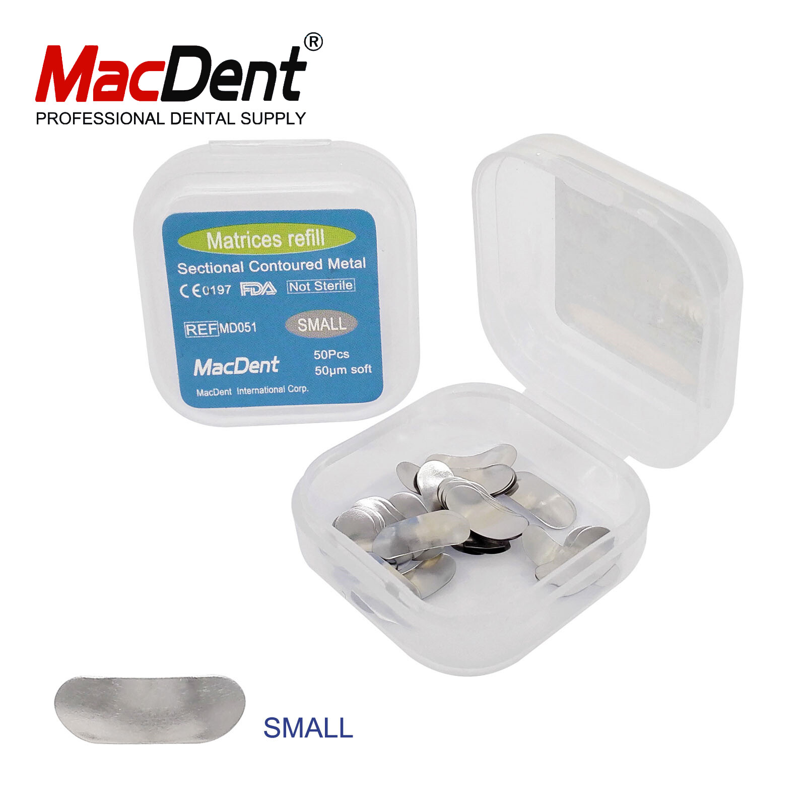 50Pcs Dental Matrices Bands Sectional Contoured Metal Matrix bands soft S/M/L