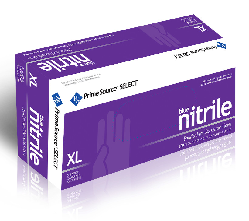 4.5 Mil Prime Source Blue Nitrile Gloves 1000pcs. XL size 100% Nitrile