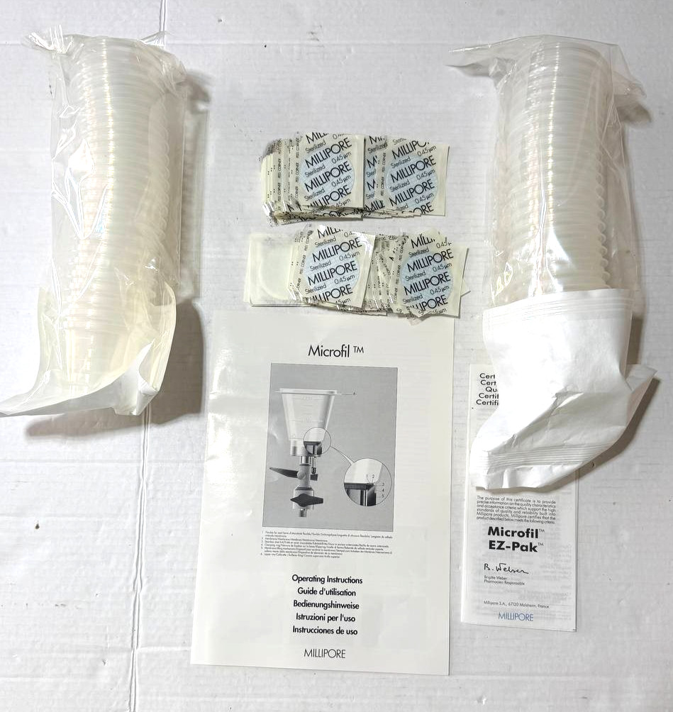 48Pcs Millipore 100ml Microfil Funnels & Membranes Type HA 0.45 White FZPM42468