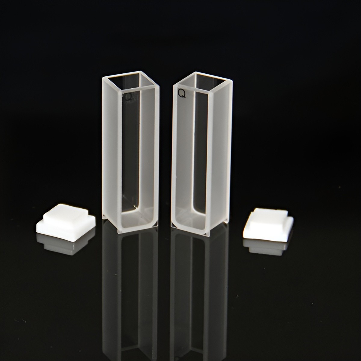 JGS1 Quartz Cuvette Cell PTFE Lid 3.5ml 10mm Path For Spectrophotometers 2pcs