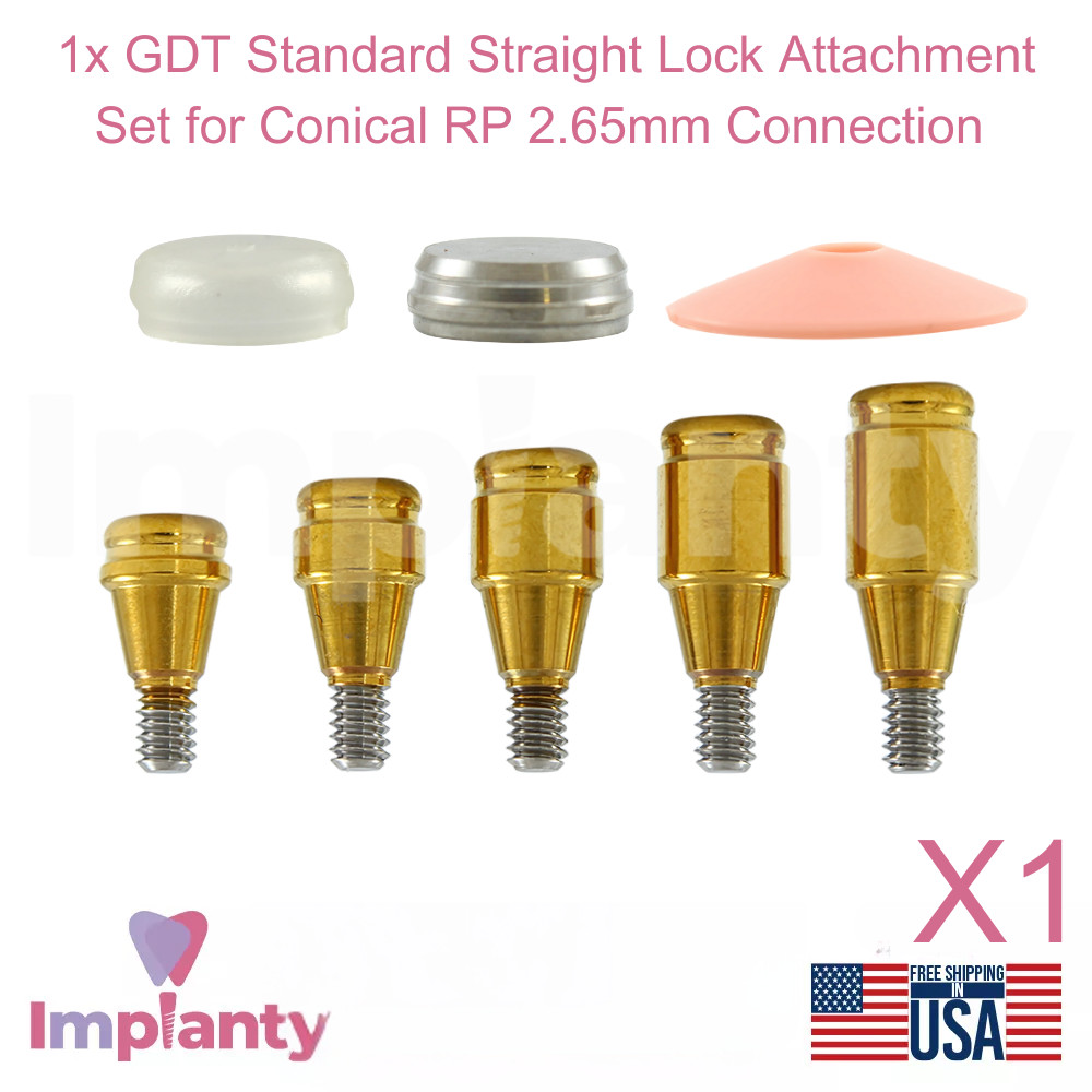 1x Dental Straight Lock Attachment Standard Silicone Set Conical Hex RP 2.65mm